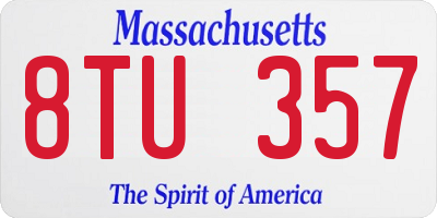 MA license plate 8TU357