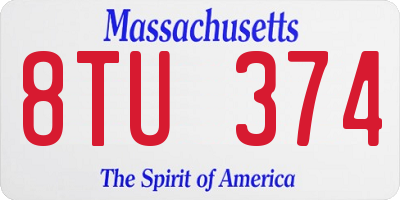 MA license plate 8TU374