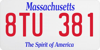 MA license plate 8TU381