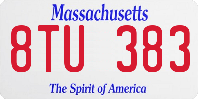 MA license plate 8TU383