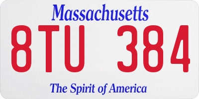 MA license plate 8TU384