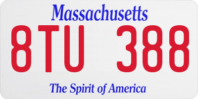 MA license plate 8TU388