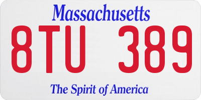 MA license plate 8TU389