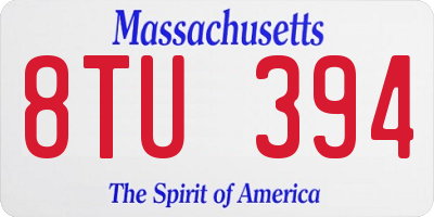 MA license plate 8TU394
