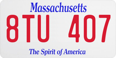 MA license plate 8TU407