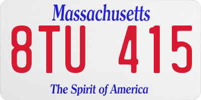 MA license plate 8TU415