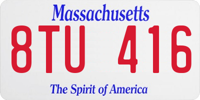 MA license plate 8TU416