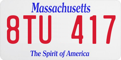 MA license plate 8TU417