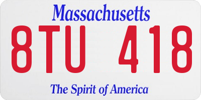 MA license plate 8TU418