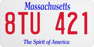 MA license plate 8TU421