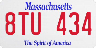MA license plate 8TU434