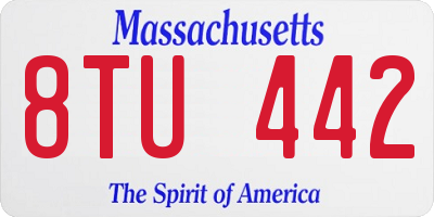 MA license plate 8TU442