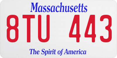 MA license plate 8TU443