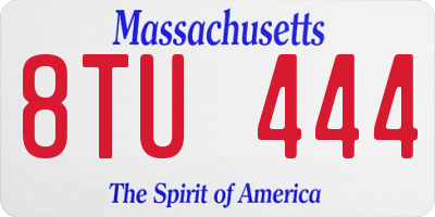 MA license plate 8TU444