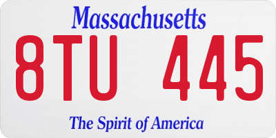 MA license plate 8TU445