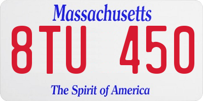 MA license plate 8TU450