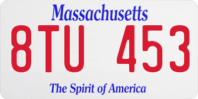 MA license plate 8TU453
