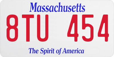 MA license plate 8TU454