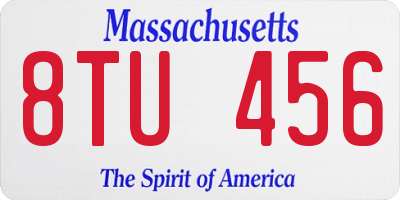MA license plate 8TU456