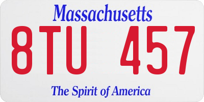 MA license plate 8TU457