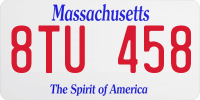 MA license plate 8TU458