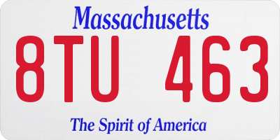 MA license plate 8TU463