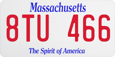 MA license plate 8TU466