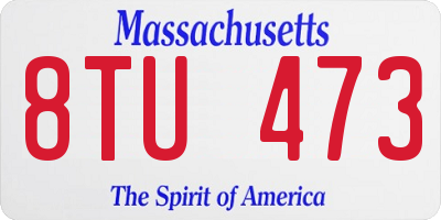 MA license plate 8TU473