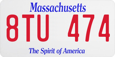 MA license plate 8TU474