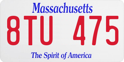 MA license plate 8TU475