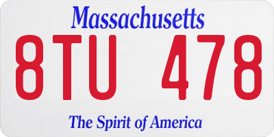 MA license plate 8TU478