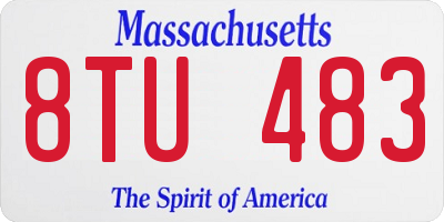 MA license plate 8TU483