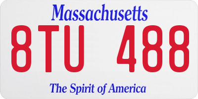 MA license plate 8TU488