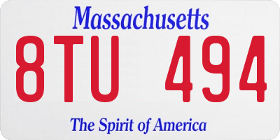 MA license plate 8TU494
