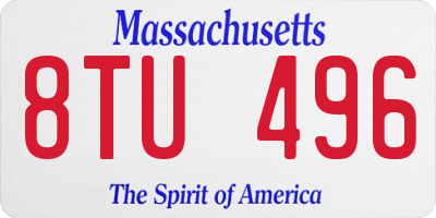 MA license plate 8TU496