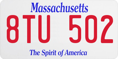 MA license plate 8TU502