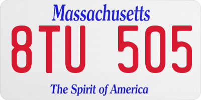 MA license plate 8TU505