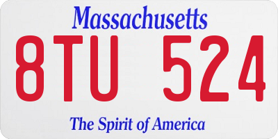 MA license plate 8TU524