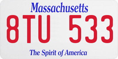 MA license plate 8TU533