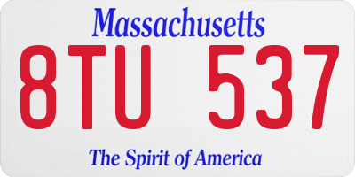 MA license plate 8TU537