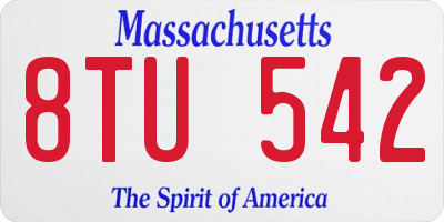 MA license plate 8TU542