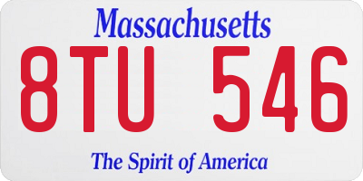 MA license plate 8TU546