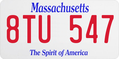 MA license plate 8TU547