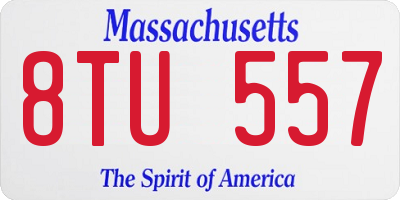 MA license plate 8TU557