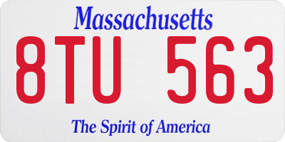 MA license plate 8TU563