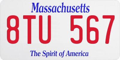 MA license plate 8TU567