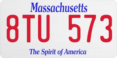 MA license plate 8TU573