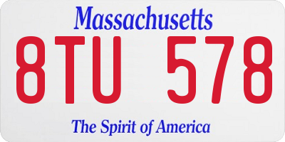 MA license plate 8TU578