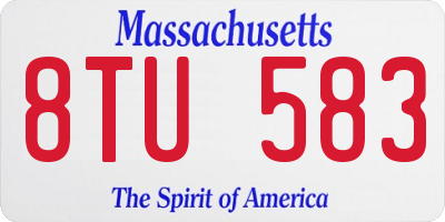 MA license plate 8TU583