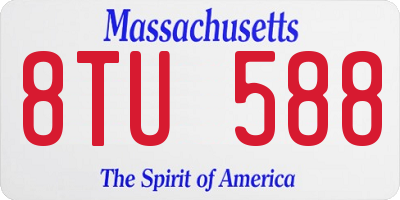 MA license plate 8TU588